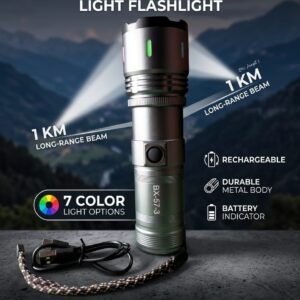 BX-57-3 Rechargeable Flashlight – 1KM Long Range Torch